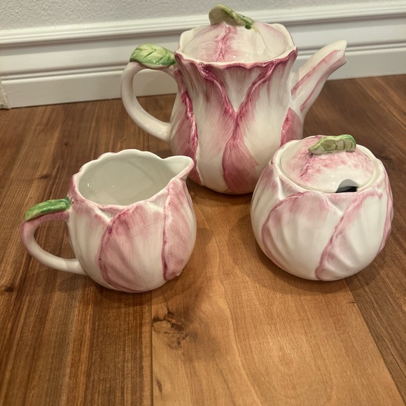 Easter Pink Spring Blossom Teapot Cream and Sugar Bombay Co. 1992 - Picture 6 of 11